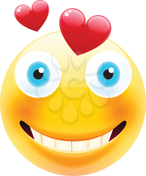 Smile in love emoticon. Realistic Modern Emoji. Isolated illustration on white background