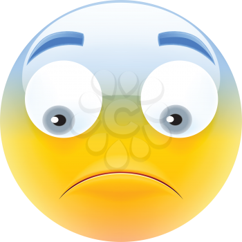 Sad emoticon. Unhappy smile. Upset Emoji. Modern Emoji Series. Confused Emoticon Face on White Background
