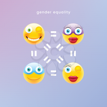 Emoji Art. Vector Illustration of Gender Equality Concept. Emoji Language Equality Illustration. Business Inequality Concept or Gender Gap