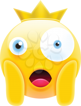 Face Screaming in Fear Emoji. Scared Face Icon with Crown