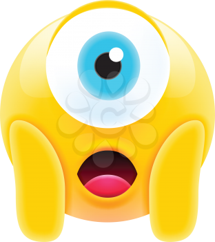 Face Screaming in Fear Cyclop Emoji. Scared Cyclop Face Icon