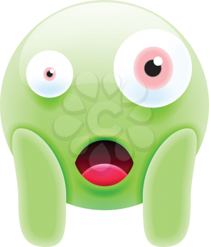 Green Face Screaming in Fear Emoji. Scared Face Icon
