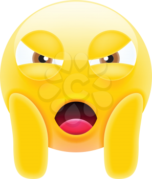 Mean Angry Face Screaming Emoji. Scared Face Icon