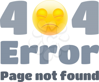404 Error Page not Found. Emoji Dead with Closed Eyes. Vector Illustration Isolated on White Background for Websites
