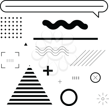 Set of Memphis Style Elements. Modern Abstract Element for Pattern, Banner, Background, Website, Application. Black and White Vector Elements