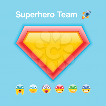 Superhero Team. Collaboration and Teamwork Illustration with Emojis