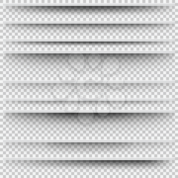 Vector Isolated Shadows. Transparent Shadows for Page Division. Set of Shadow with Different Transparency. Transparent Shadow Realistic Illustration