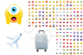 Set of Modern Realistic Emojis for Summer Vacations or Holidays. Detailed Icons for Good Resolution or Printed Products Like Postcards or Books. Perfect for Social Media Content and Marketing Campaign