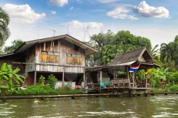 Life along the river in Bangkok, Thailand in a summer day