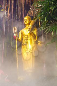 Buddha statue in Wat Saket temple in Bangkok, Thailand in a summer day