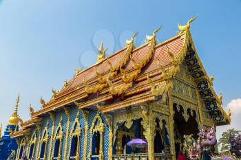 Wat Rong Sua Ten (Blue temple) in Chiang Rai, Thailand in a summer day
