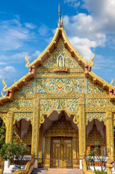 Buddhists temple in Chiang Mai, Thailand in a summer day