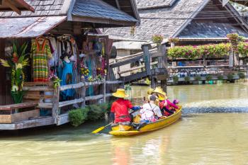 Floating Market in Pattaya, Thailand in a summer day