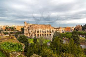 Legendary Coliseum in Rome, Italy in a winter day