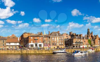 Panorama of River Ouse in York in North Yorkshire in a beautiful summer day, England, United Kingdom