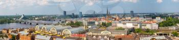 Panoramic aerial view of Riga in a beautiful summer day, Latvia