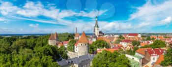 Aerial View of Tallinn Old Town  in a beautiful summer day, Estonia