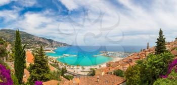 Panoramic view of Menton on french Riviera in a beautiful summer day, France