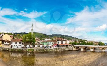 Panorama of Historic centre of Sarajevo in a beautiful summer day, Bosnia and Herzegovina