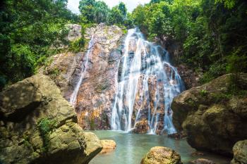 Namuang waterfall on Koh Samui island, Thailand in a summer day