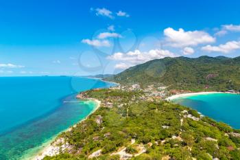 Panoramic aerial view of Koh Phangan island, Thailand in a summer day