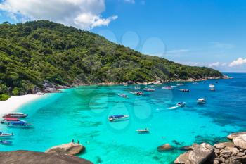 Panoramic view of tropical landscape on Similan islands, Thailand in a summer day