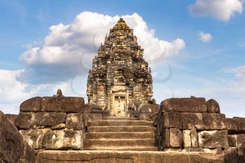 Bakong Prasat temple in complex Angkor Wat in Siem Reap, Cambodia in a summer day
