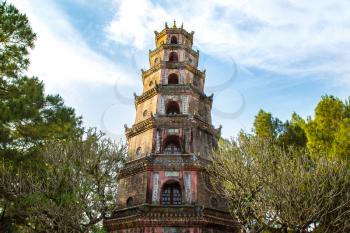 Thien Mu Pagoda in Hue, Vietnam in a summer day