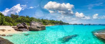 Panorama of Tropical landscape on Similan islands, Thailand in a summer day