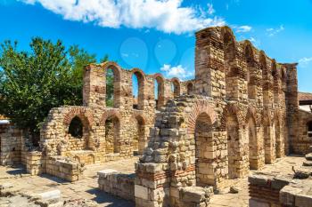Ruins of The Church of Saint Sofia in Nessebar, Bulgaria in a beautiful summer day