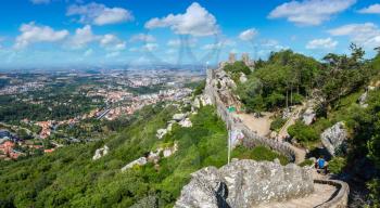 The Castle of the Moors in Sintra in a beautiful summer day, Portugal