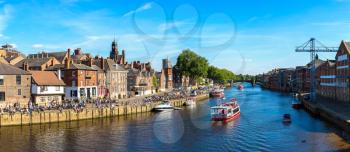 Panorama of River Ouse in York in North Yorkshire in a beautiful summer day, England, United Kingdom