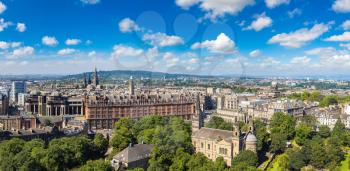 Panoramic aerial view of Edinburgh in a beautiful summer day, Scotland, United Kingdom