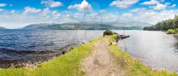 Beautiful view of the Loch Ness in Scotland in a beautiful summer day, United Kingdom