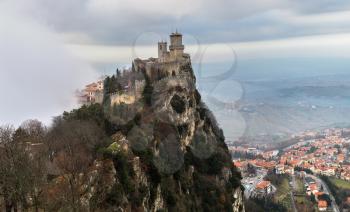 Rocca della Guaita fortress in San Marino in winter day