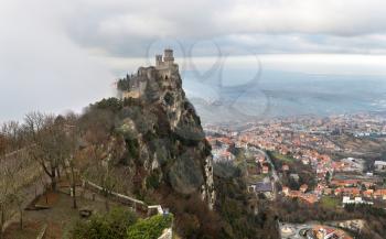 Rocca della Guaita fortress in San Marino in winter day