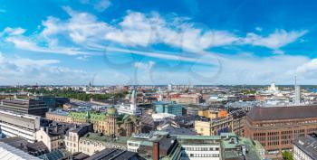 Panoramic aerial view of Helsinki in a beautiful summer day, Finland