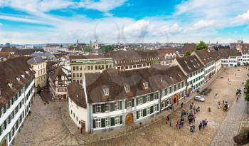 Panoramic aerial view of Basel in a beautiful summer day, Switzerland