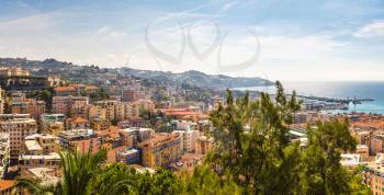 Panoramic aerial view of San Remo in a beautiful summer day, Italy