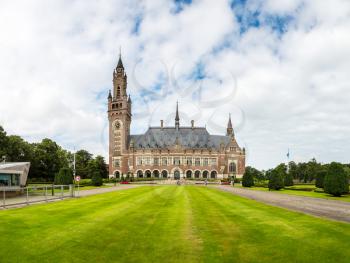 Peace Palace in Hague, Seat of the International Court of Justice in a beautiful summer day, The Netherlands