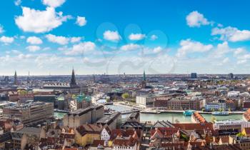 Aerial view of Copenhagen, Denmark in a sunny day