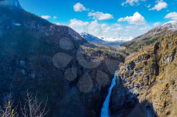 Beautiful waterfall in Norway in a sunny day