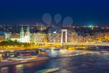 Panoramic view of Budapest in Hungary in a beautiful summer night