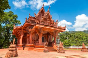 Red Temple - Wat Sila Ngu on Koh Samui island, Thailand in a summer day