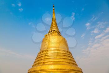 Wat Saket pagoda temple, Golden Mount in Bangkok, Thailand in a summer day