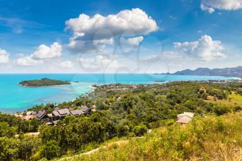 Panoramic aerial view of Koh Samui island, Thailand in a summer day