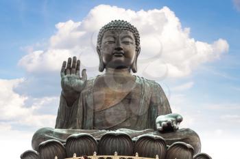 Giant Buddha in Hong Kong at summer day