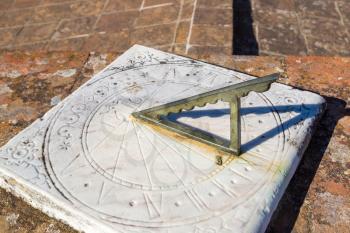 Ancient sundial in Evora, Portugal in a beautiful summer day