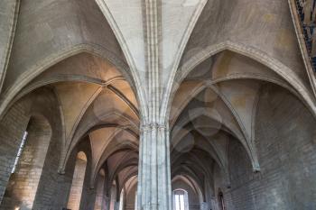 AVIGNON, FRANCE - JULY 21, 2017: Inside of Palais des Papes or Papal palace in Avignon, France in a beautiful summer day