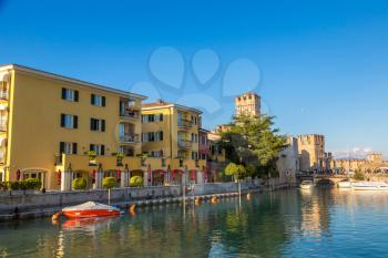 Scaliger castle in Sirmione on lake Garda in a beautiful summer day, Italy